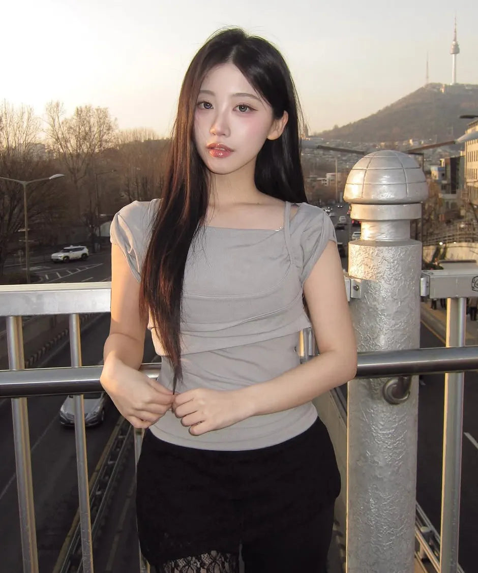FLARE UP Layered Bustier T-Shirt(4 colors)