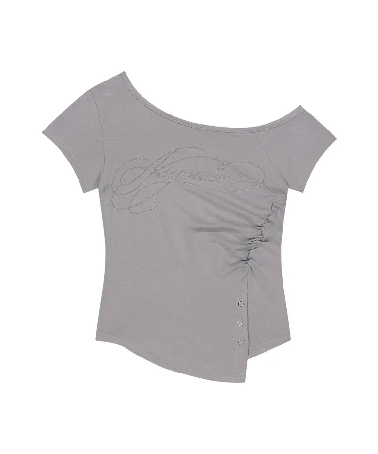 Asur Button Inshijeon One Shoulder Tee (4 colors)