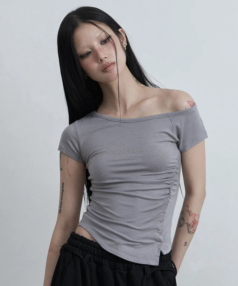 Asur Button Inshijeon One Shoulder Tee (4 colors)