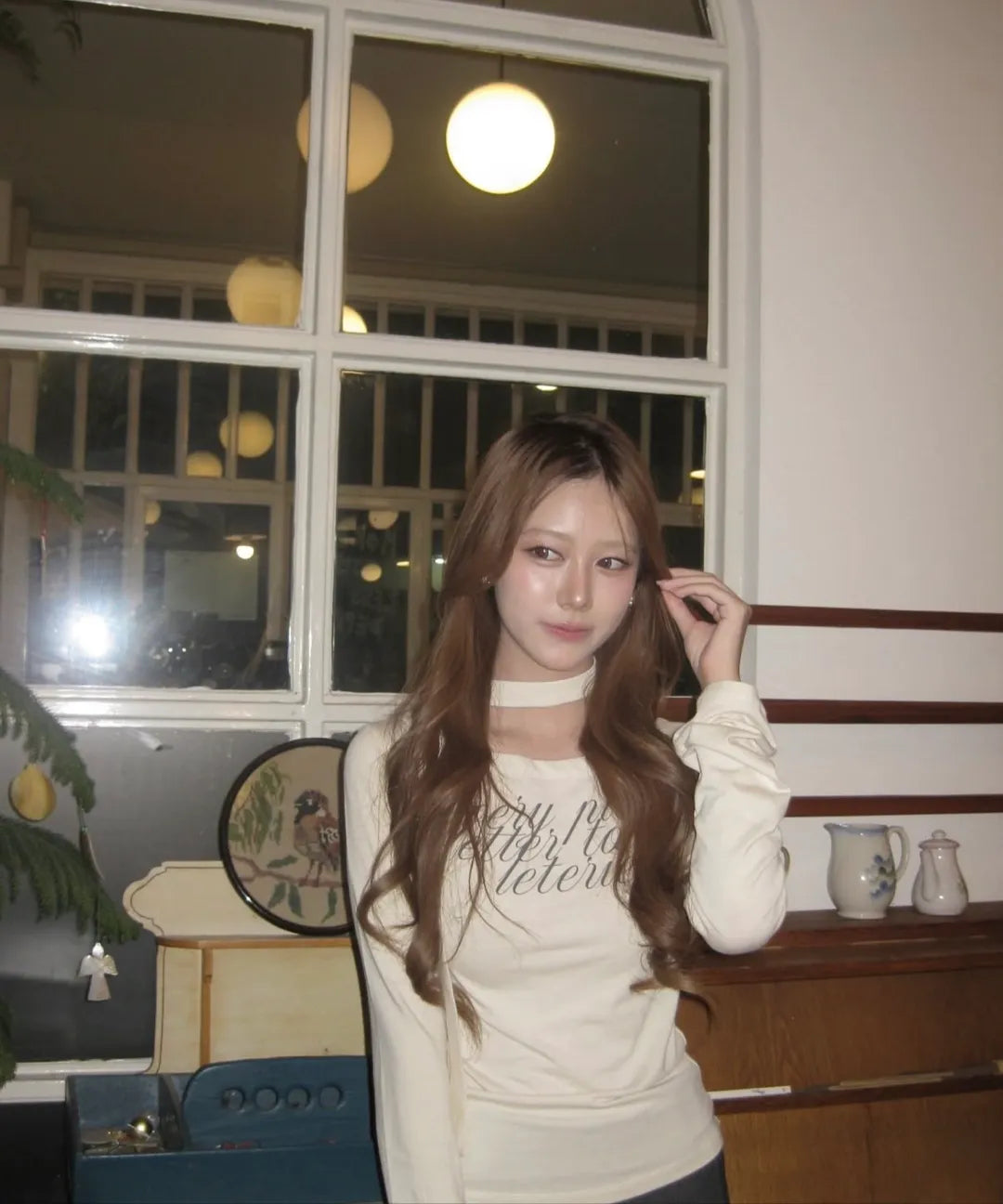 Leterie LETTERING OFF-SHOULDER TIE LONG SLEEVE_3COLOR