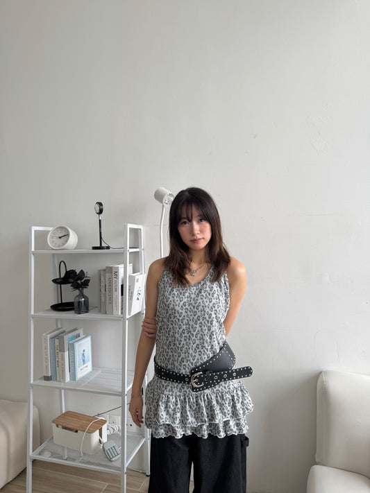 豹紋荷葉邊OPS（啡現貨）