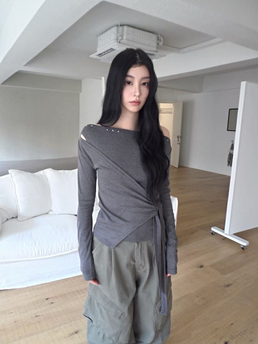 釘釘斜膊綁帶Top