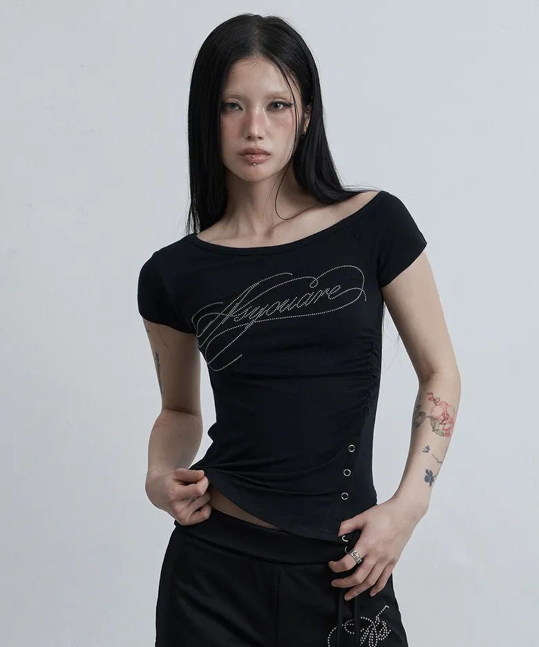 Asur Button Inshijeon One Shoulder Tee (4 colors)