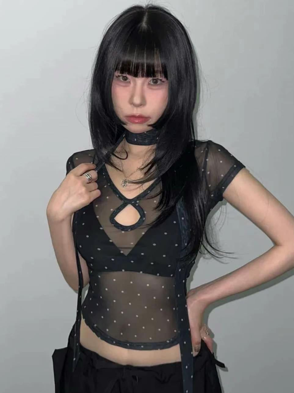 (現貨)透透波點Top連頸帶