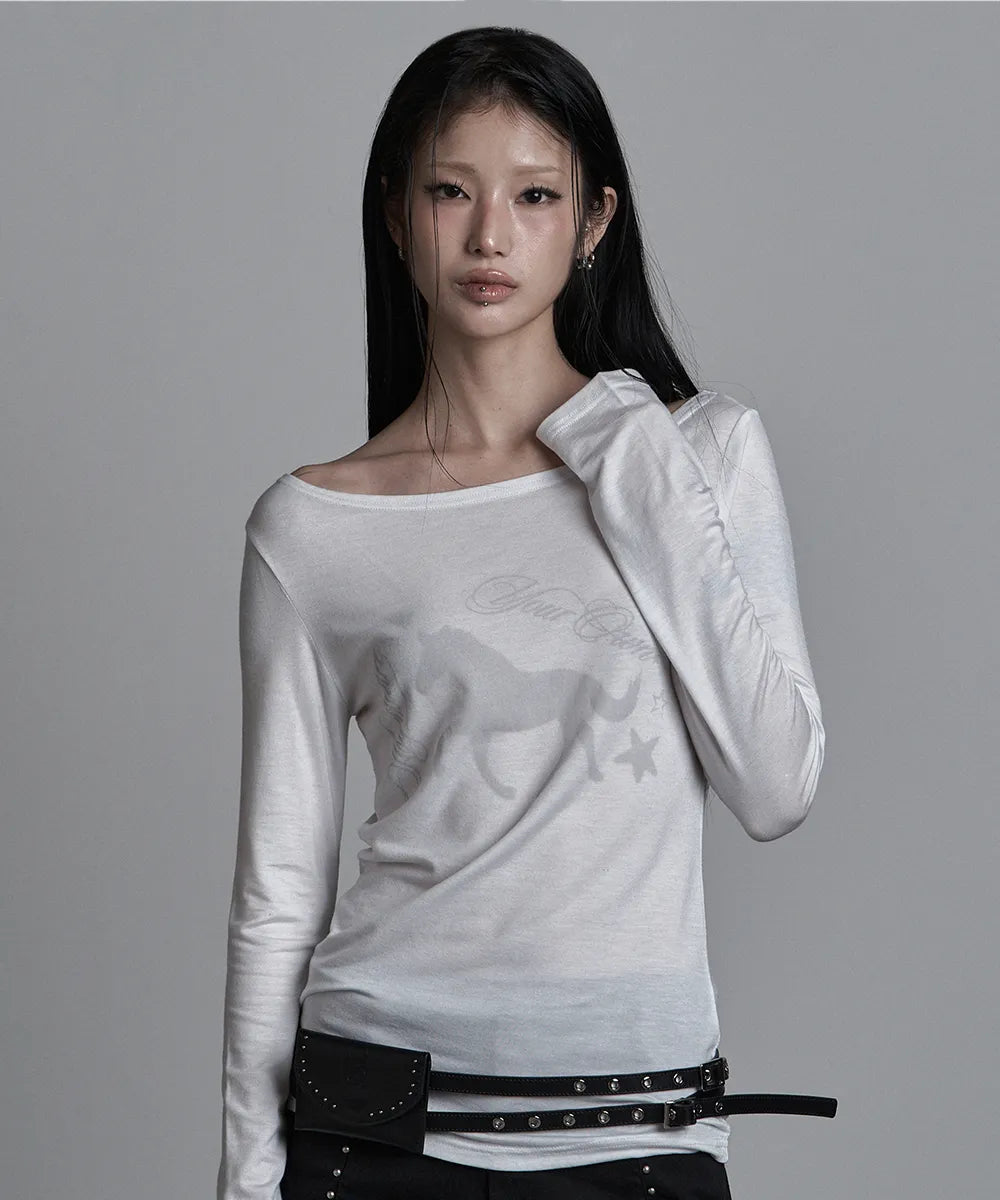 asur Horse Boatneck Long Sleeve(4 colors)