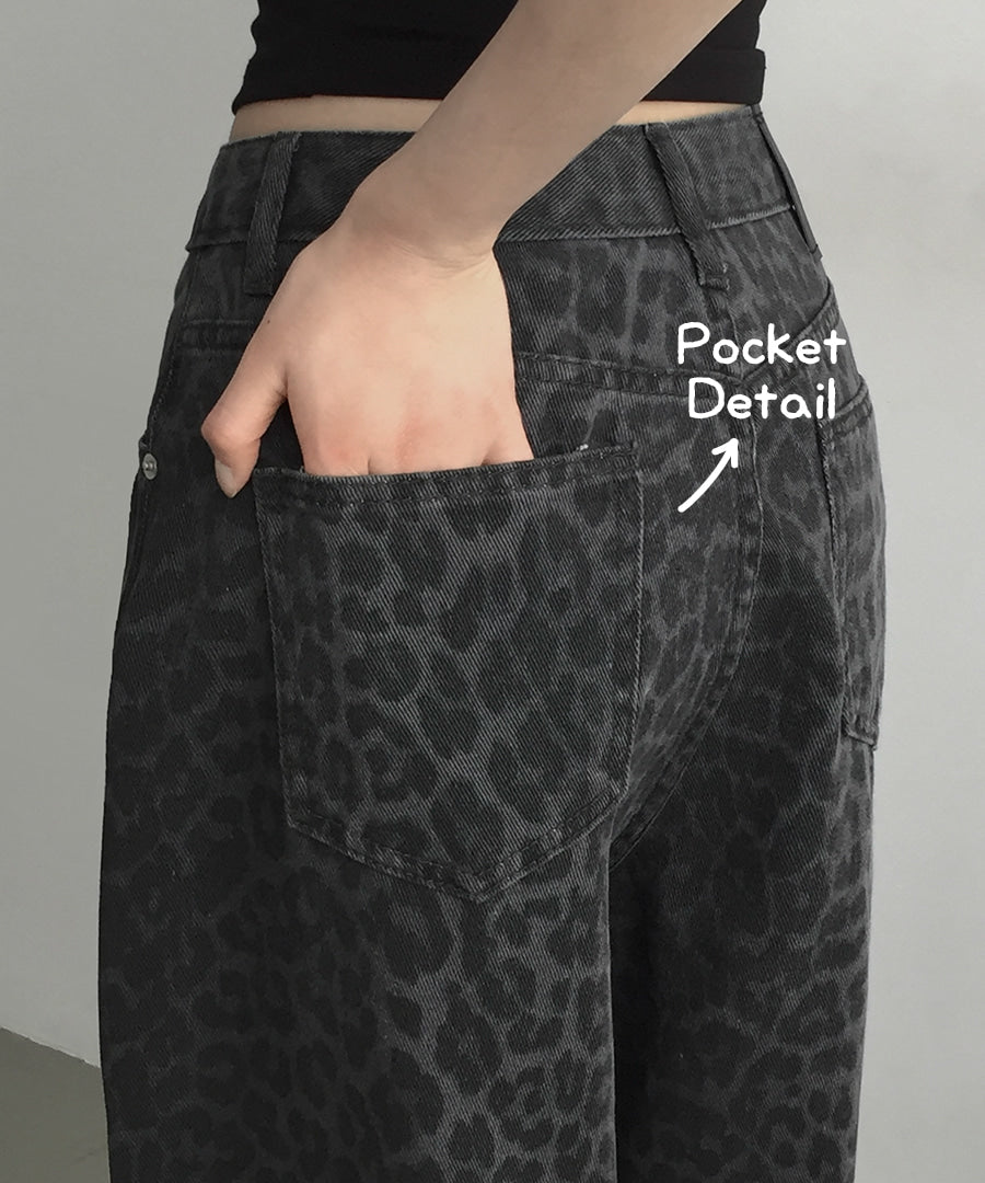 [韓牌自家設計S-2XL] Calve Leopard Long Wide Pants