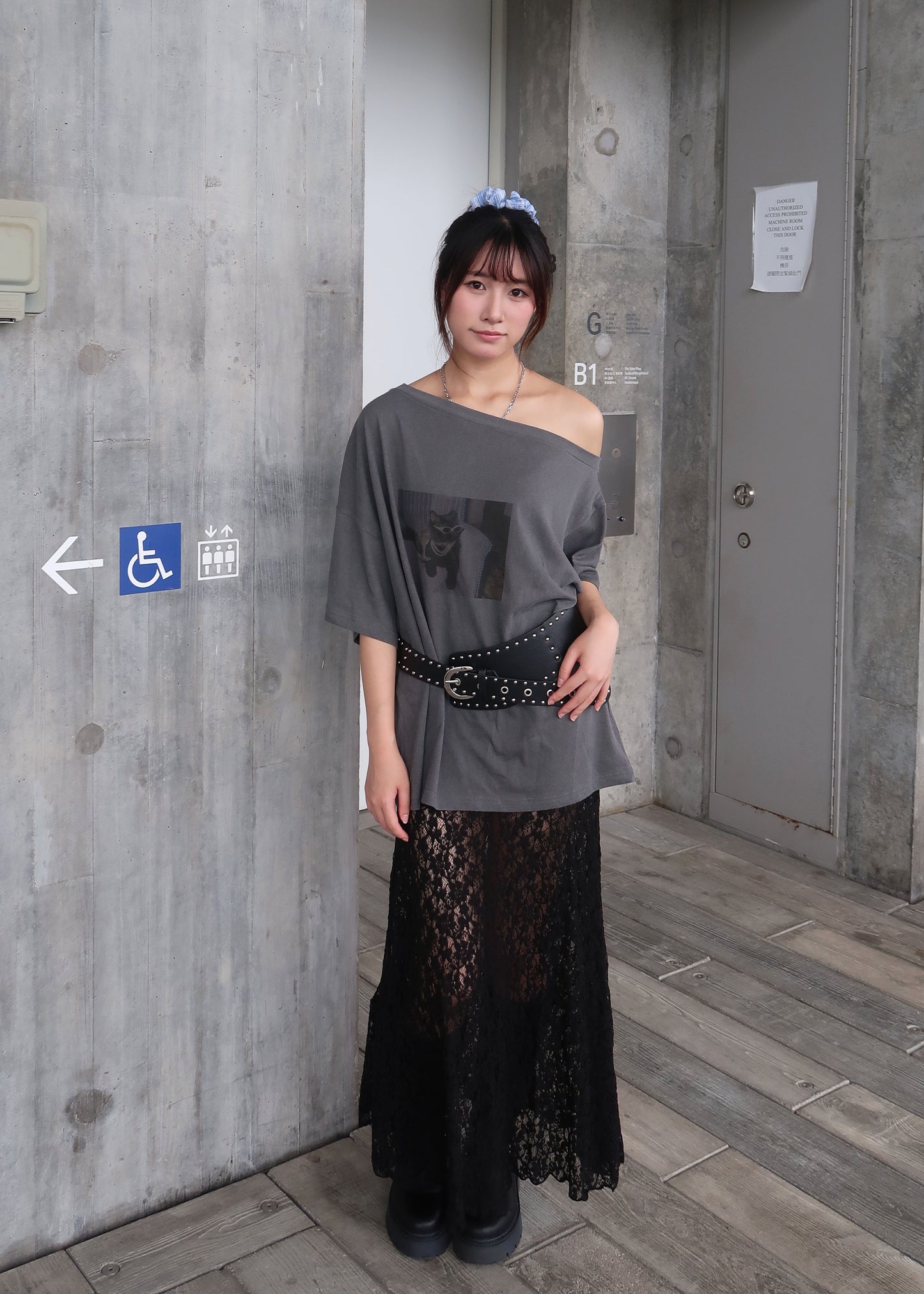 (黑色現貨）透膚Lace長裙