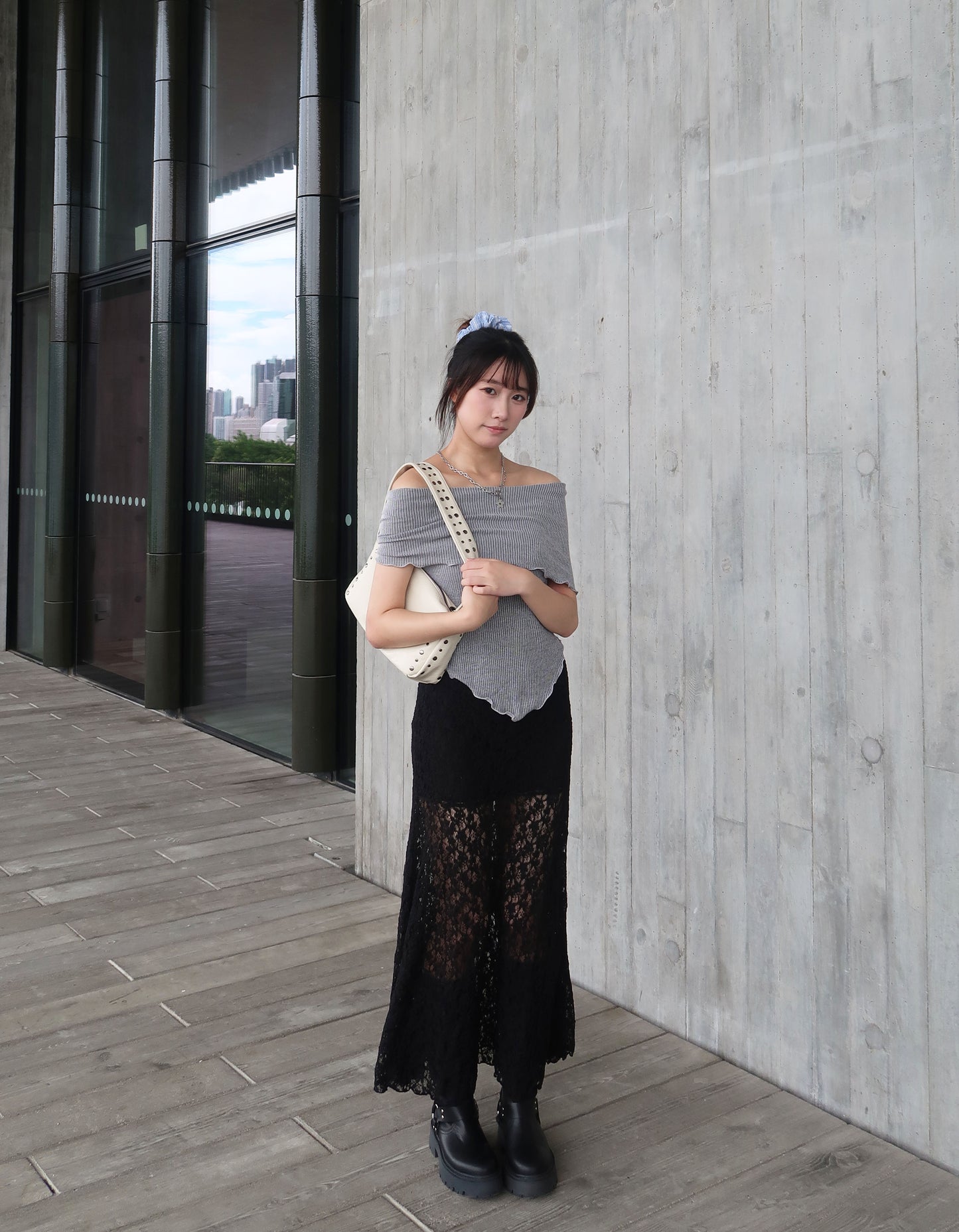 (黑色現貨）透膚Lace長裙